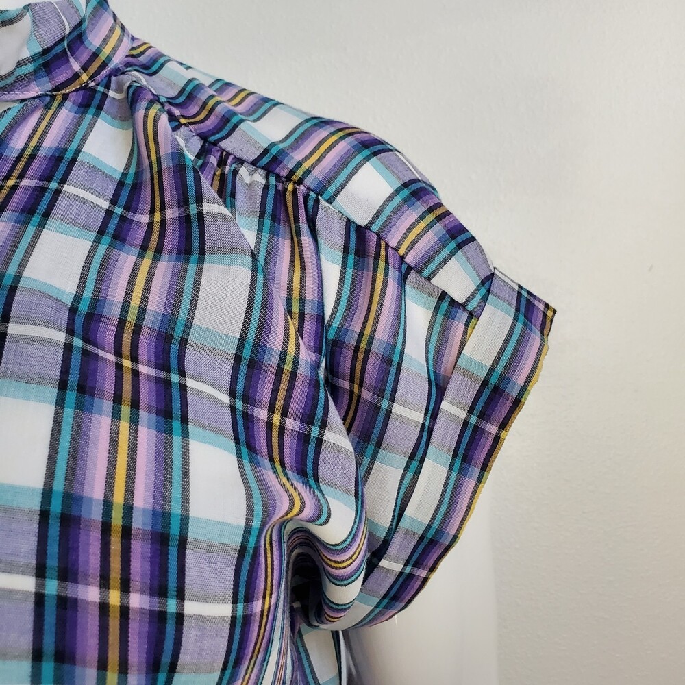 Vintage 80's Purple Plaid Button-Up Shirt - Picture 4 of 5